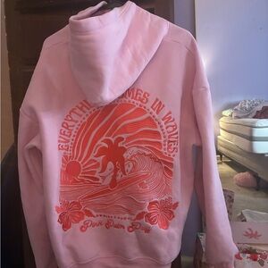 Pink palm puff hoodie!